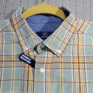 NWOT George Classic Multi-colored Long Sleeve Button Up kle Resistant Size Small